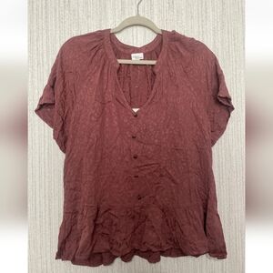 NWOT Madison & Berkeley Size Medium Reddish Animal Print Top Ruffles Two Pieces